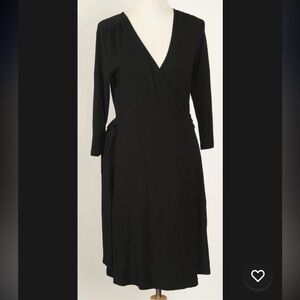 Banana Republic Women’s Dress Medium Black A Line Wrap V Neck Long Sleeve